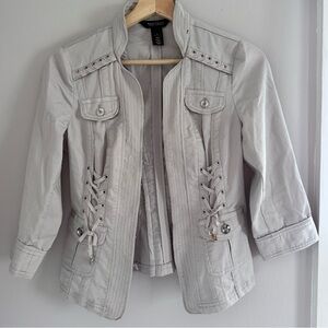 White House Black Market Military-Style Lace-Up Jacket